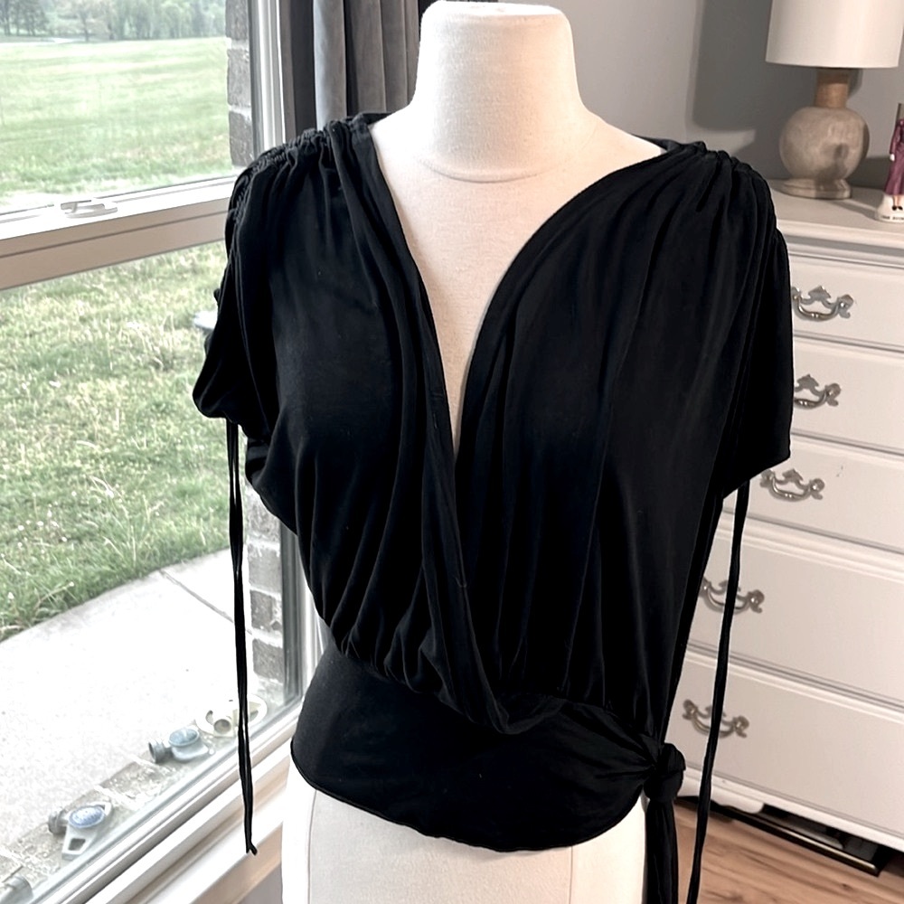 WANT! Black Wrap Knit Top Roomy Oversized Large